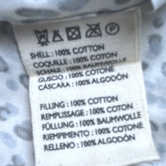 NIP Anthropologie Tindari Shams Cotton Ivory + Gray Scalloped Trim Hand Screened - Picture 9 of 9